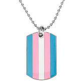 Transgender Pride Flag Dog Tag Necklace